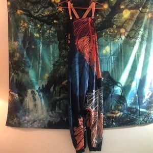 Stretchy Harem Overall. Pretty leaf Print